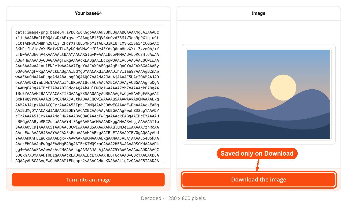 Download button for the decoded image