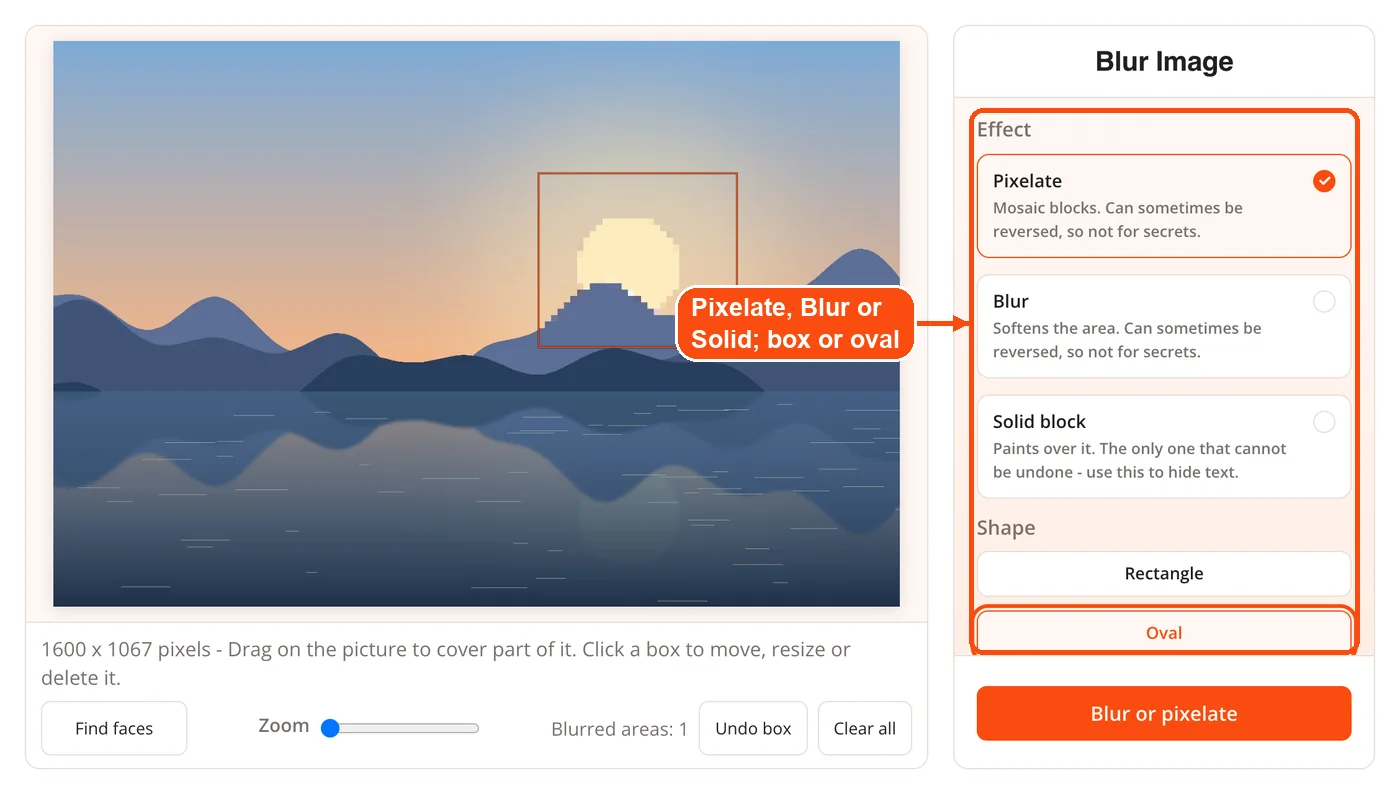Effect and shape options