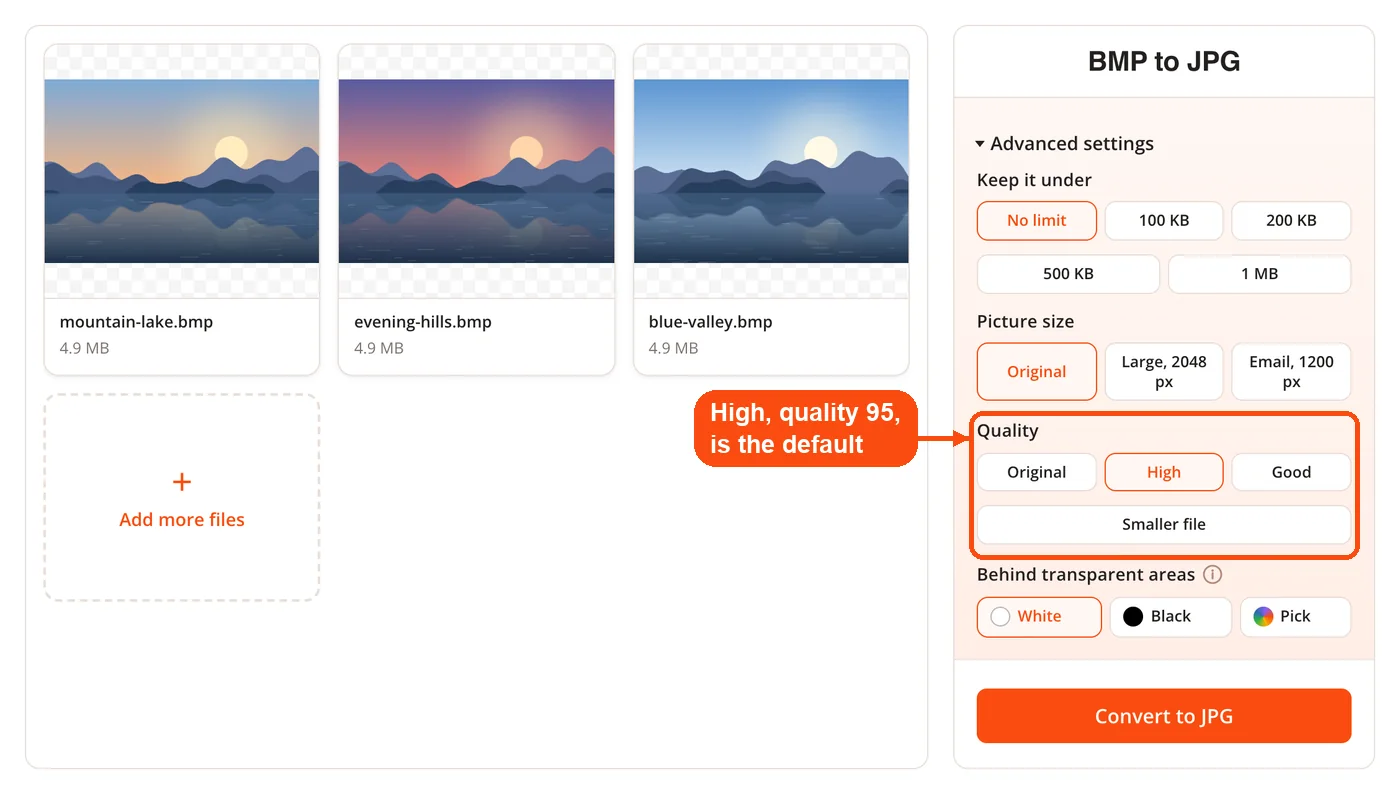 Quality presets for the JPG encoder