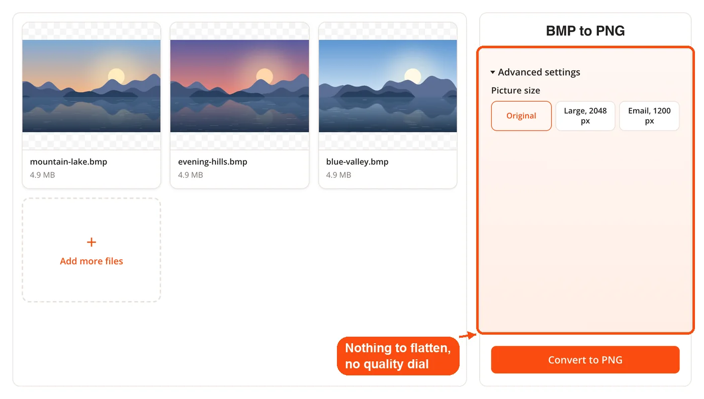 Only a picture size option is shown