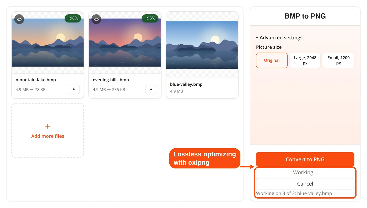 Each PNG optimized in turn