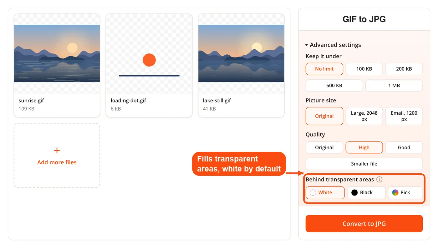 Background colour for transparent areas