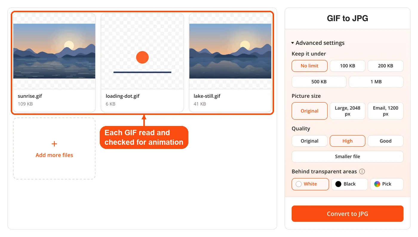 Three GIF files checked for animation