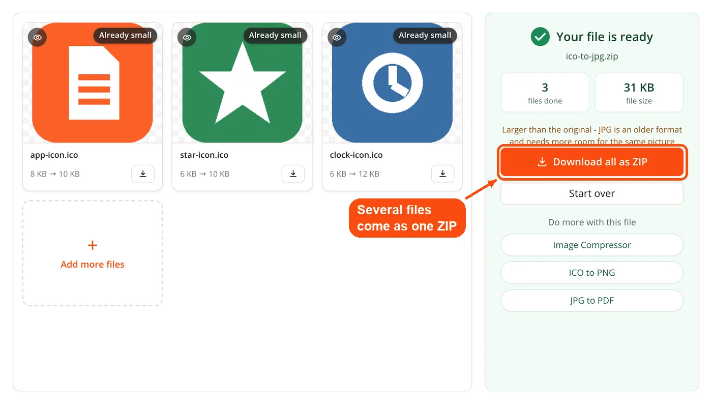 ZIP download for the converted icons