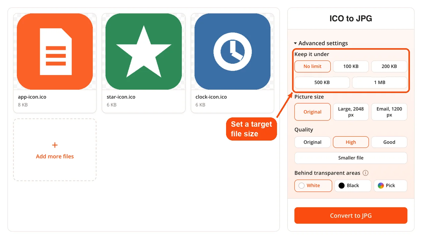 Keep it under size limit options