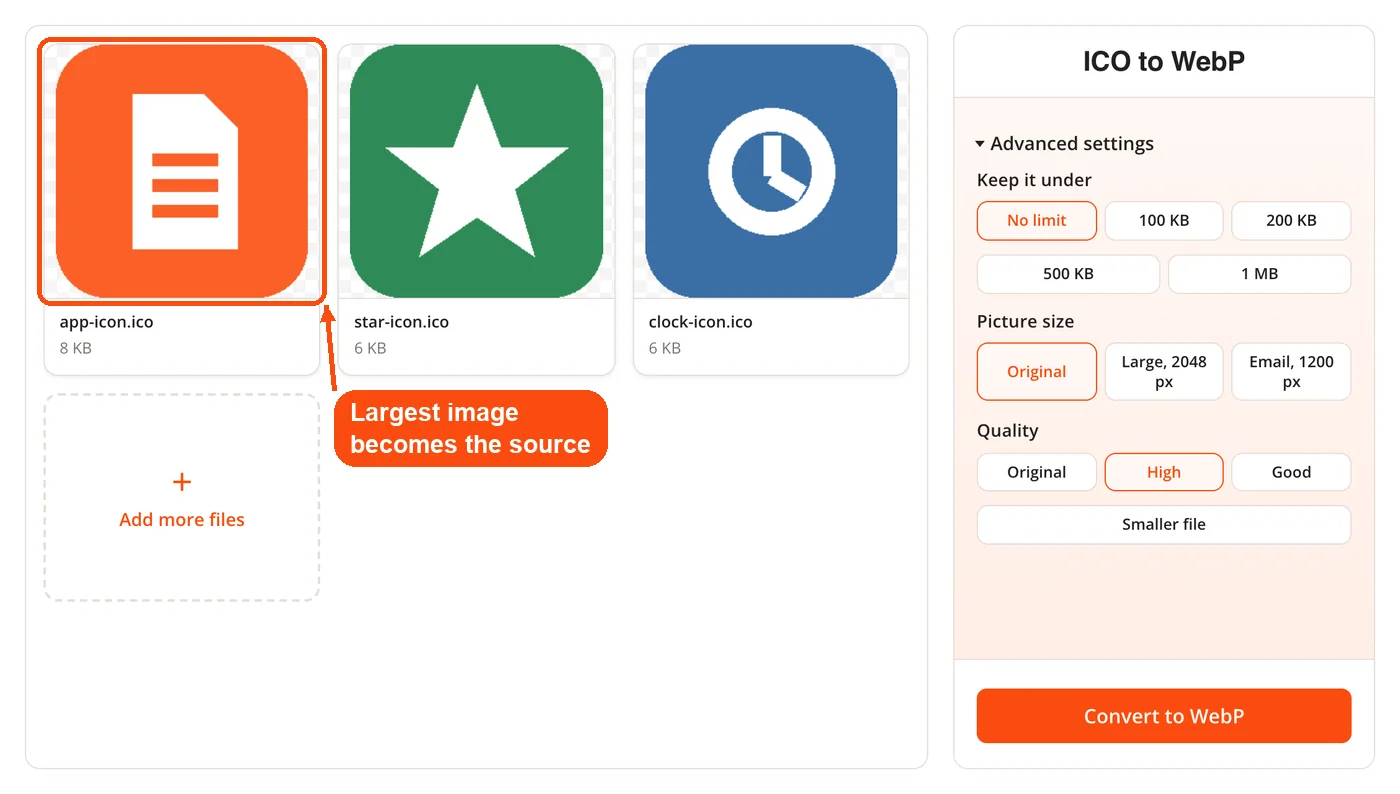 Largest image inside the icon shown