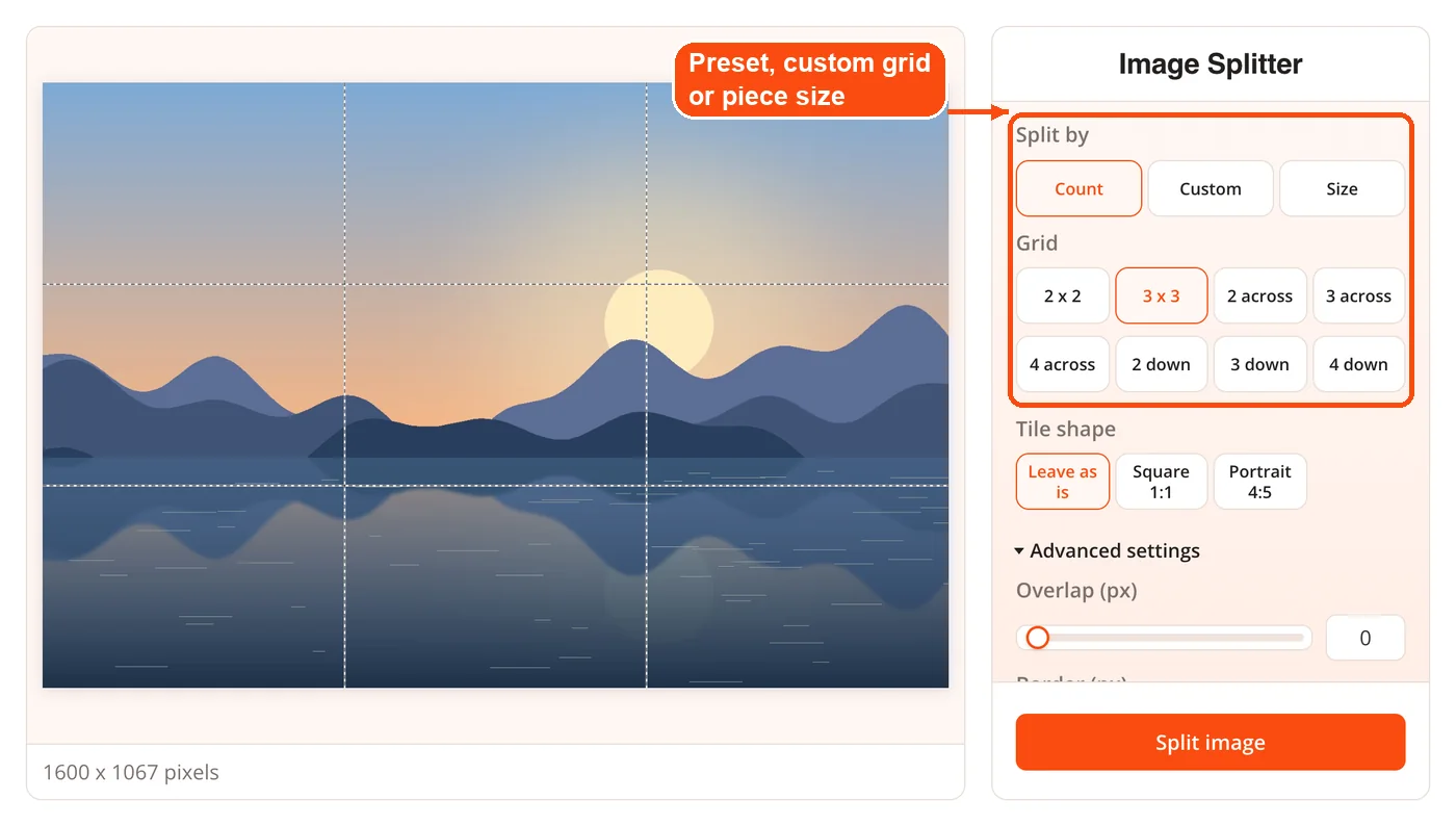 Split by and grid options