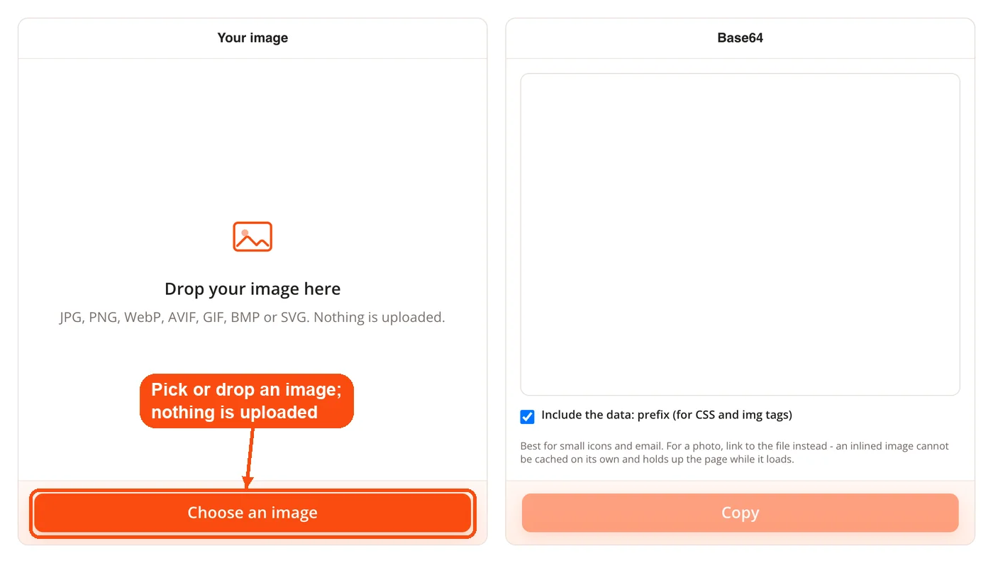 Image to Base64 drop area