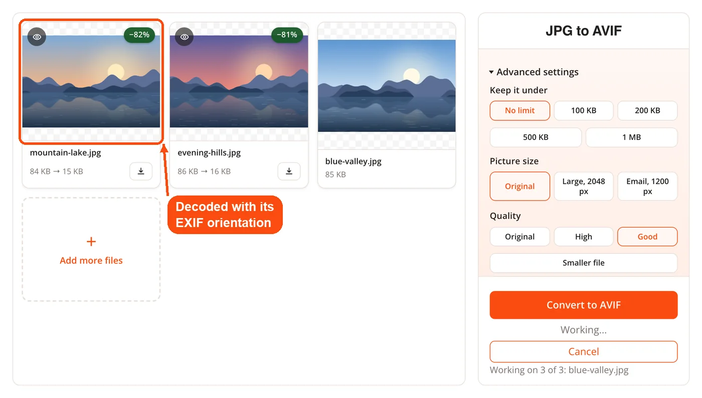 Photos decoded upright before encoding