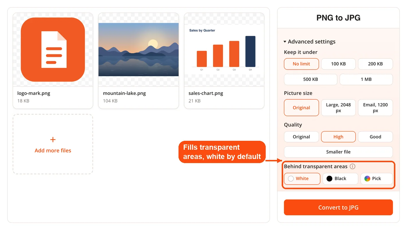 Background colour for transparent areas