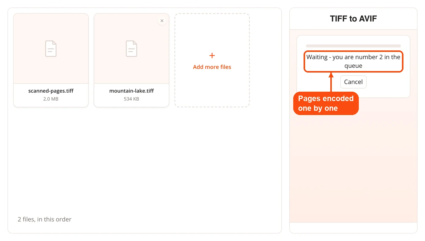 TIFF pages encoding on the server