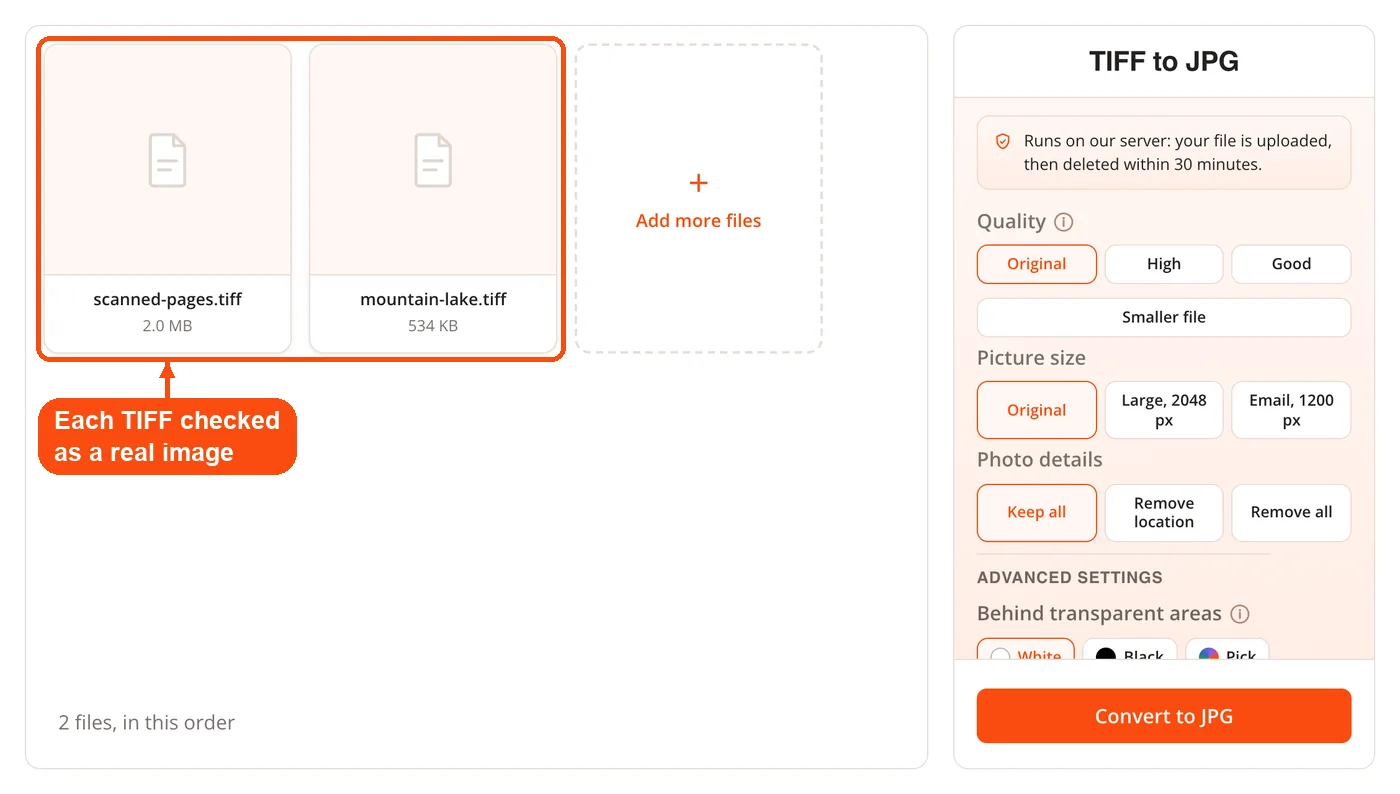 TIFF files added for upload