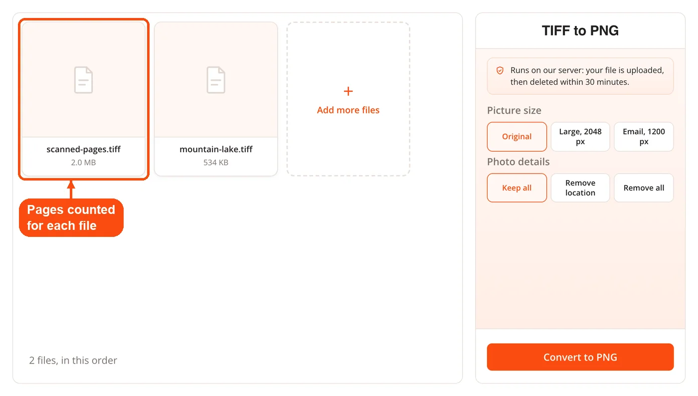 Multi-page TIFF file card