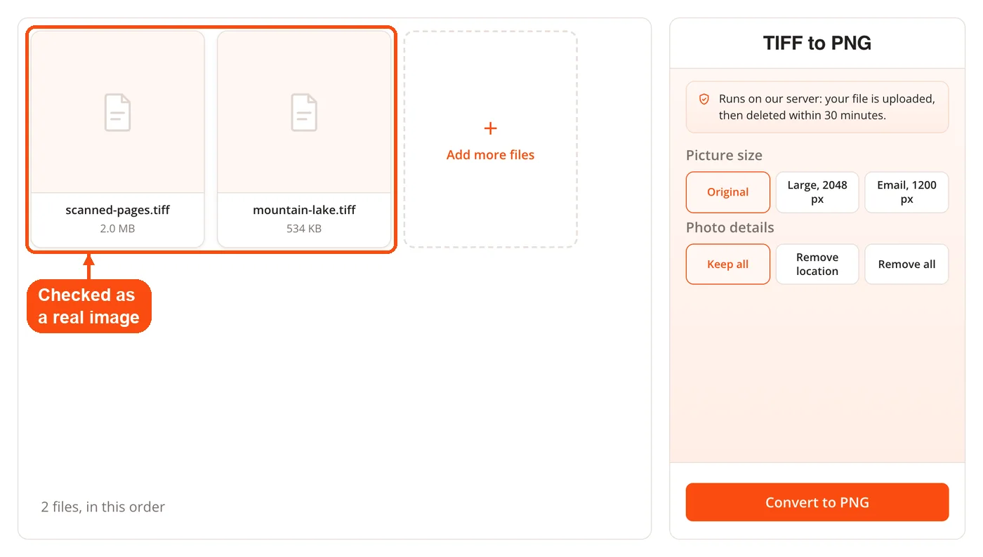 TIFF files added for upload