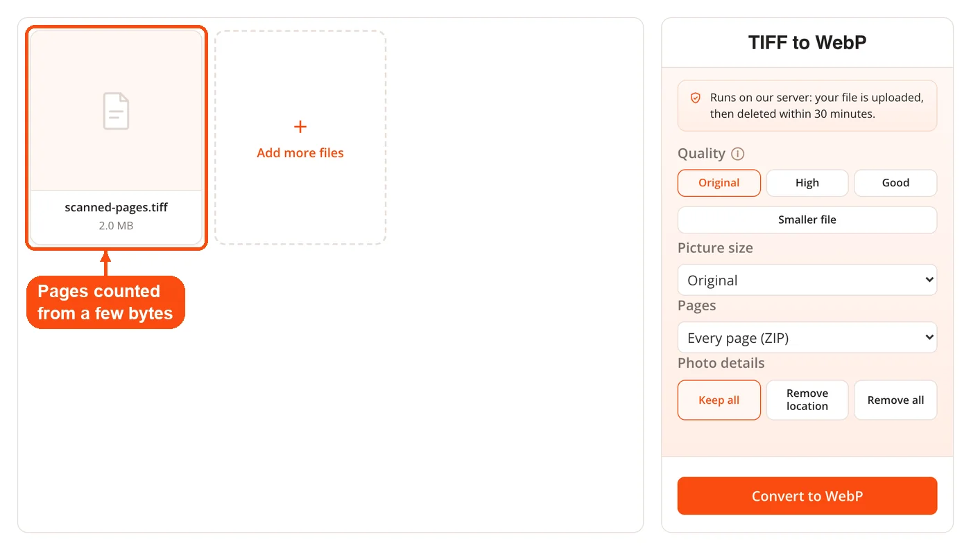 Multi-page TIFF added for upload
