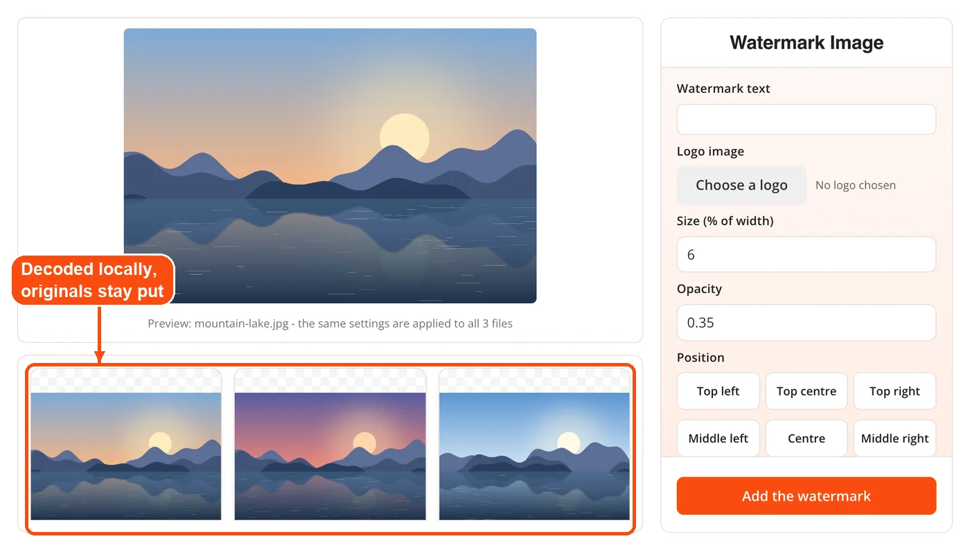 Photos decoded in the browser